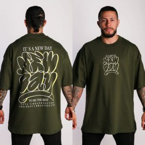 Camiseta Oversize Verde con diseño